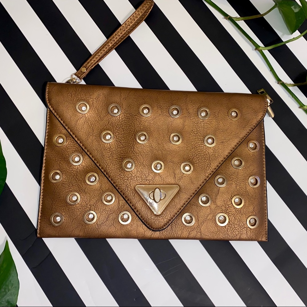 Bronze Diamond Wristlet Clutch